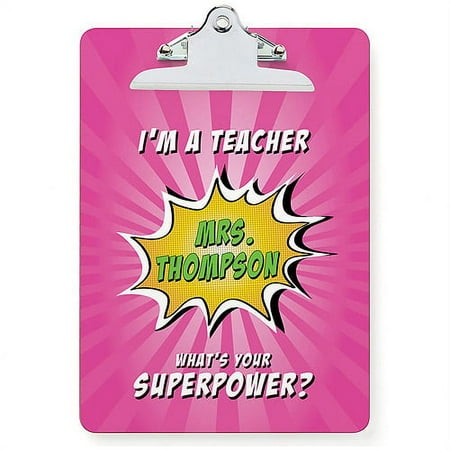 Personalized Super Teacher Clipboard, Pink