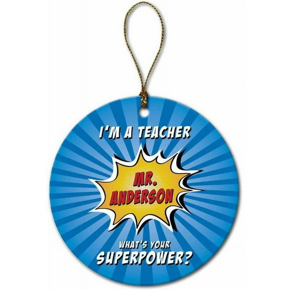 Personalized Super Teacher Ornament, Blue