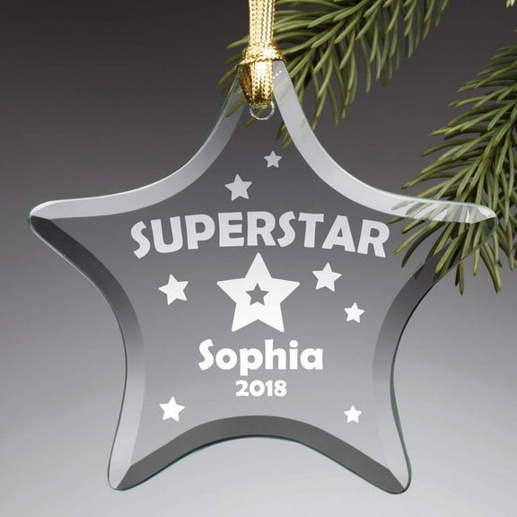 Personalized Superstar Glass Ornament