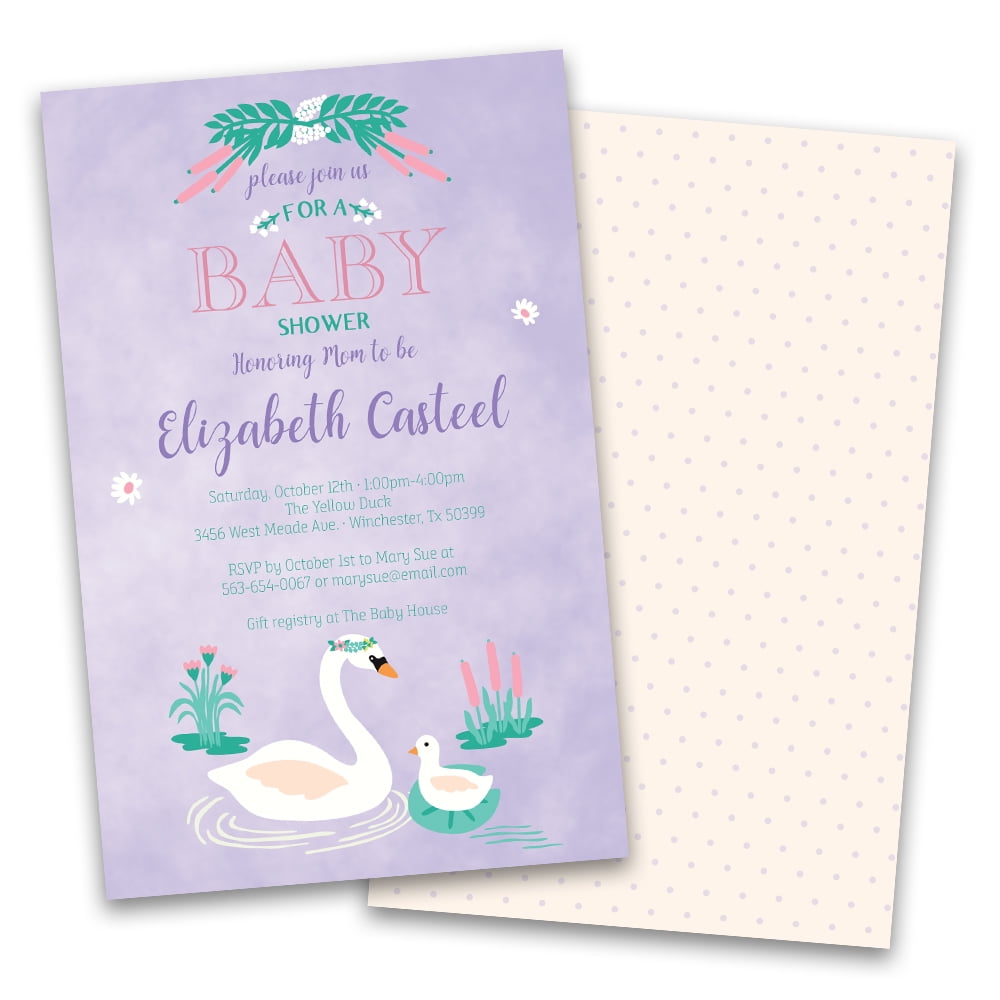 Personalized Swan Personalized Baby Shower Invitations
