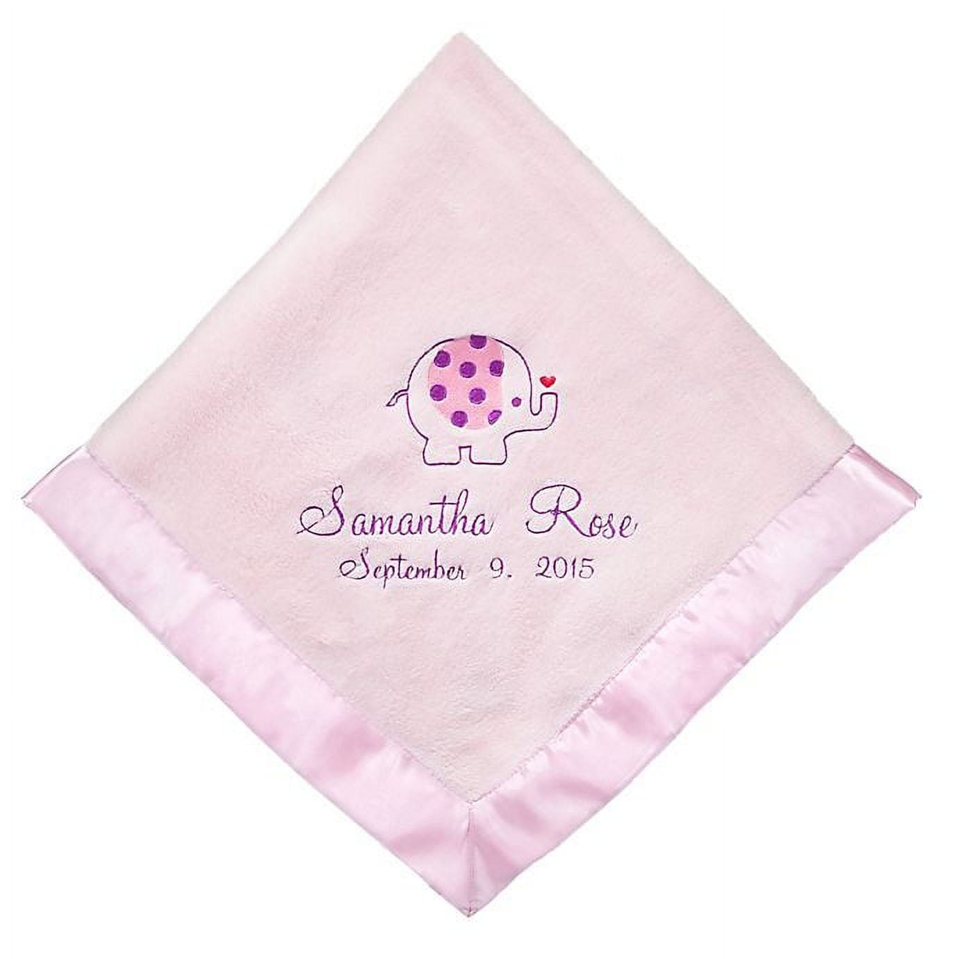 Personalized Sweet Elephant Pink Baby Blanket