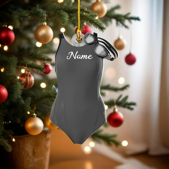 Personalized Swimming Ornament, Swim Ornaments for Christmas Tree, Swimming Ornament for Girl, Boy Swimmer Ornament Xmas Decorations (Swimming1) - 2981 (Grey)