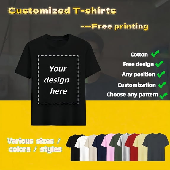 Personalized T-shirts, customizable with your text,photos or logo made of cotton