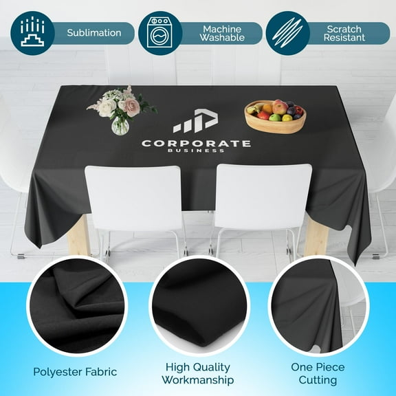 Personalized Tablecloth for Events - Ships Next Day, Made in USA - Birthdays, Wedding Anniversary, or Tradeshow Events, Machine Washable Polyester Fabric, Available in 4 Sizes, Custom Tablecloth