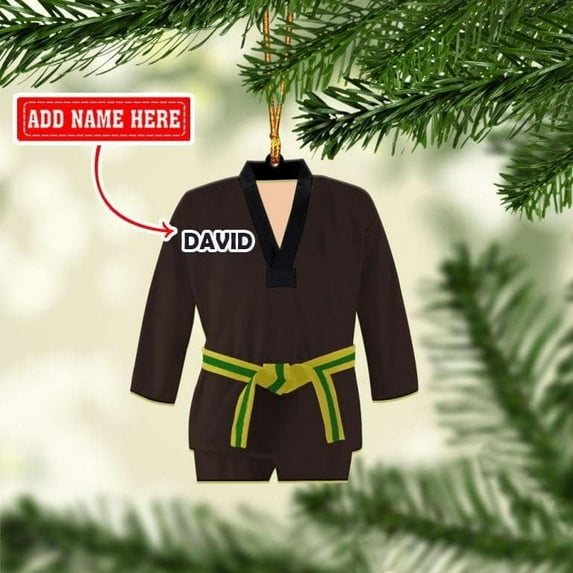 Personalized Taekwondo Christmas Ornaments, Taekwondo Player Ornament, Karate Ornament, Karate Sensei Instructor Flat Ornament, Gift for Taekwondo Lovers Christmas Tree Decor (TKD1) - 3349