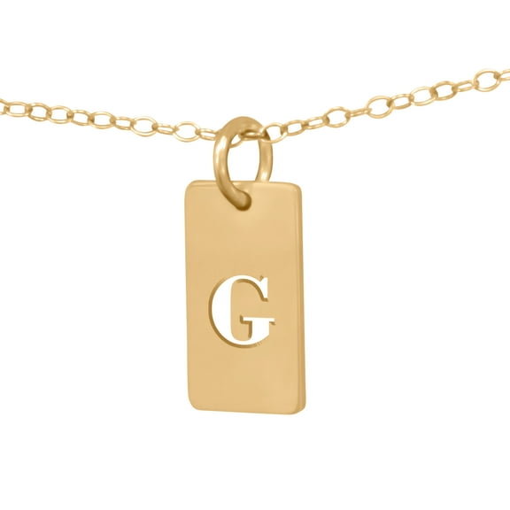 Personalized Tag Initial Pendant Necklace in 14K Gold Plated Sterling Silver