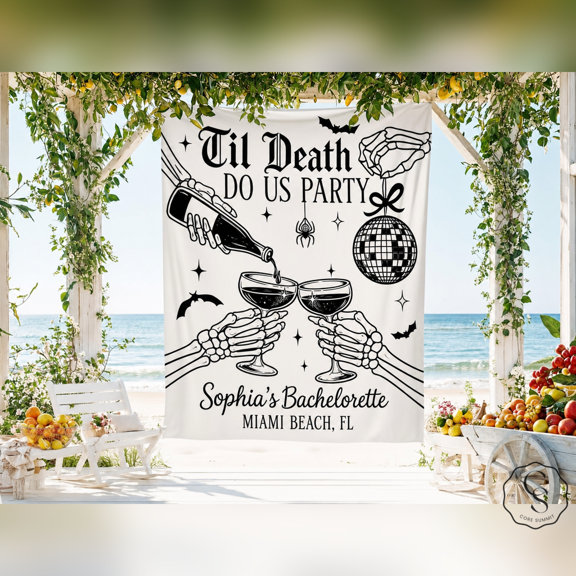 Personalized Tapestry Gothic Disco Bachelorette Party Backdrop