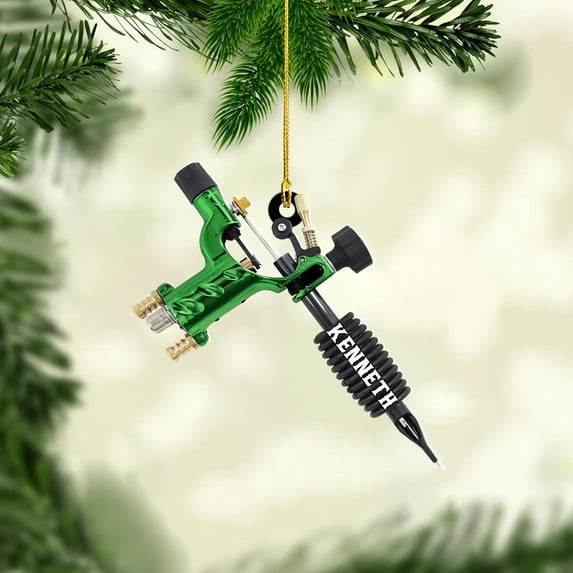 Personalized Tattoo Ornament, Tattoo Artist Christmas Ornaments 2025, Christmas Tattoos for Ornaments Gifts for Tattoo Artists Tattoo Machine Tattoo Shop Tattoo Artist Gifts Tree Decor (Tattoo 24) -