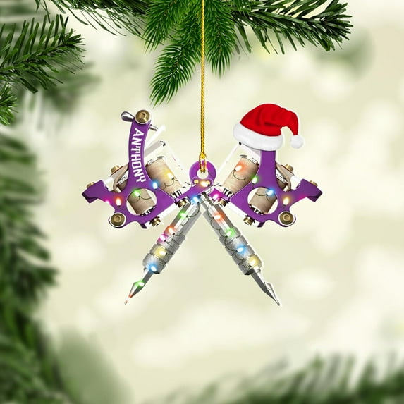Personalized Tattoo Ornament, Tattoo Artist Christmas Ornaments 2025, Christmas Tattoos for Ornaments Gifts for Tattoo Artists Tattoo Machine Tattoo Shop Tattoo Artist Gifts Tree Decor (Tattoo 5) -
