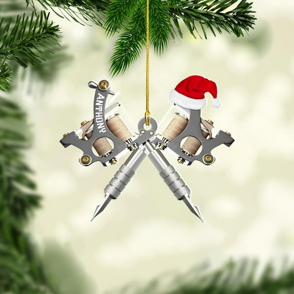 Personalized Tattoo Ornament, Tattoo Artist Christmas Ornaments 2025, Christmas Tattoos for Ornaments Gifts for Tattoo Artists Tattoo Machine Tattoo Shop Tattoo Artist Gifts Tree Decor (Tattoo 5) -