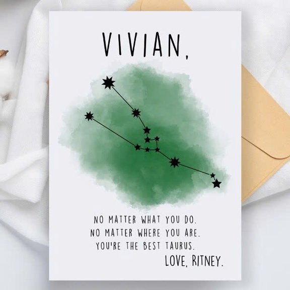 Personalized Taurus Zodiac Card for Vivian  Encouraging Taurus Design  Perfect Gift for Birthdays, Astrological Celebrations, and More