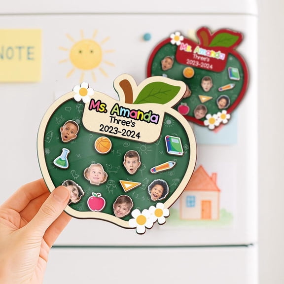 Personalized Teacher Apple Magnet – Shaker Ornament, Teacher Appreciation Gift, Thank You Teacher Gift, Classroom Decor, Teacher Locker Magnet