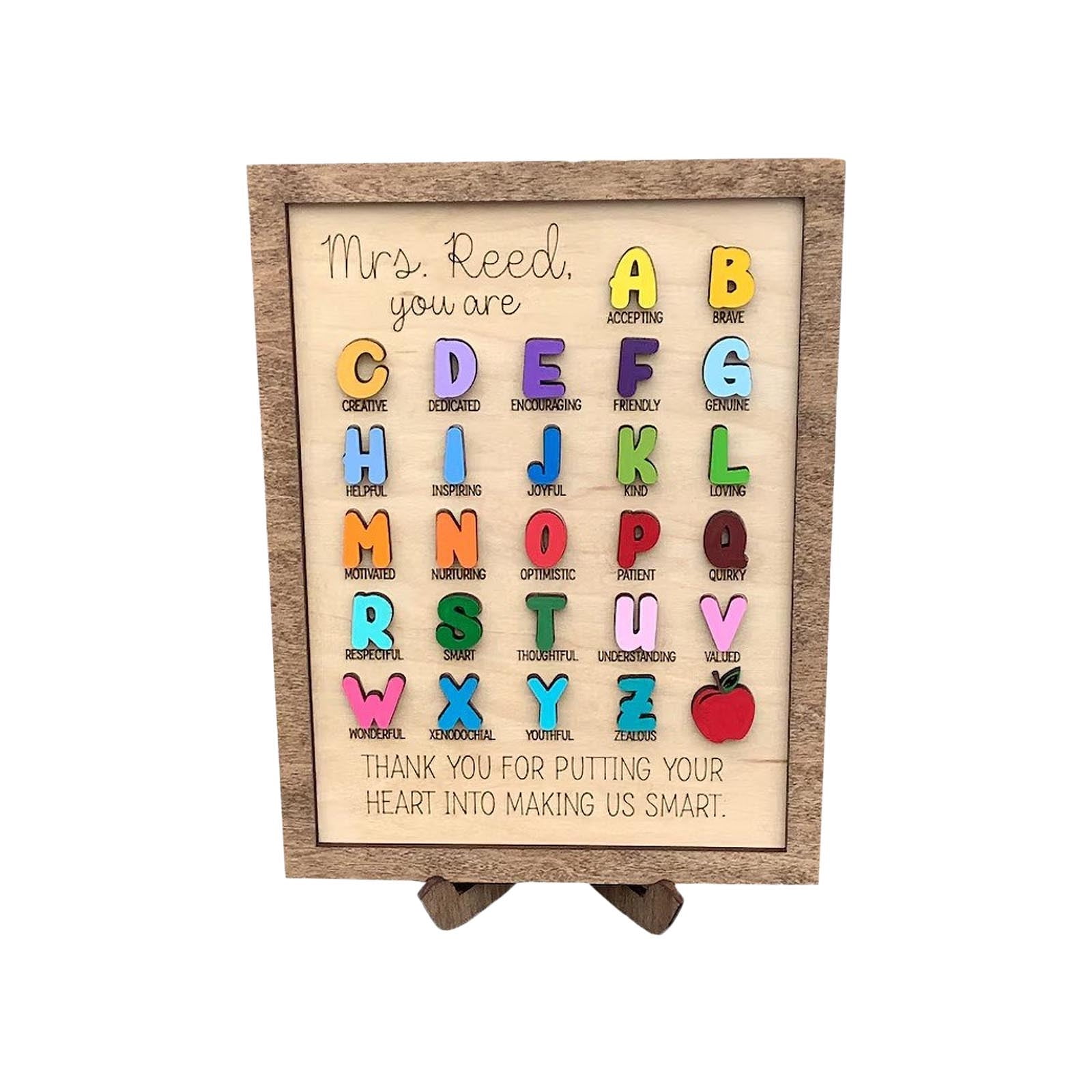 Personalized Teacher Appreciation Gift Custom ABC Alphabet Teacher Sign