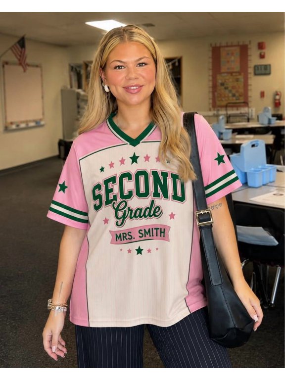 Personalized Teacher Baseball Jersey, Custom Grade Name & Number Jersey, Back to School Teacher Shirt, Women's Lightweight Performance Jersey