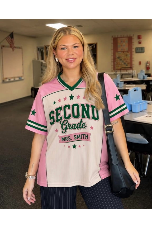 Personalized Teacher Baseball Jersey, Custom Grade Name & Number Jersey, Back to School Teacher Shirt, Women's Lightweight Performance Jersey