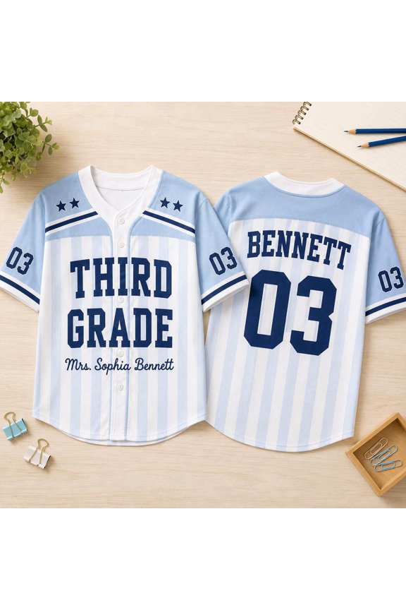 Personalized Teacher Baseball Jersey, Custom Name Number Jersey, First Grade Teacher Shirt, Back To School Gift, Teacher Team Game Day Tee