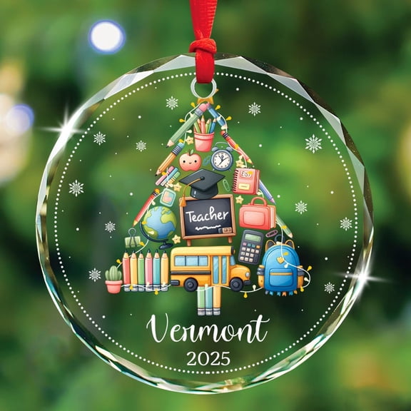 Personalized Teacher Christmas Tree Ornament 2025, Teacher Appreciation Glass Ornament Gifts from Students, Customized Name Teachers Keepsake Christmas Decoration, Teaching Lover Glass Ornaments Xmas