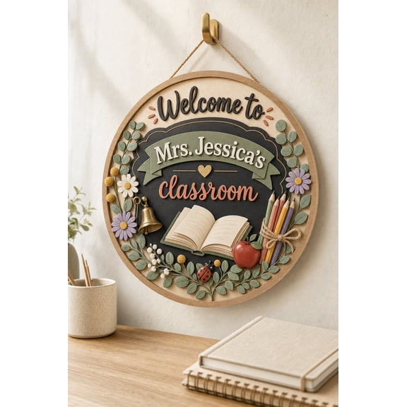 Personalized Teacher Classroom Door Sign | Custom Name School Decor