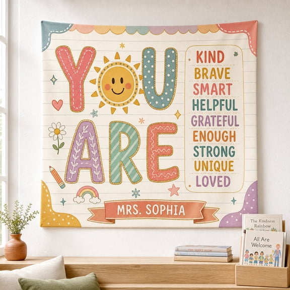 Personalized Teacher Classroom Tapestry - Back to School Gift Decor