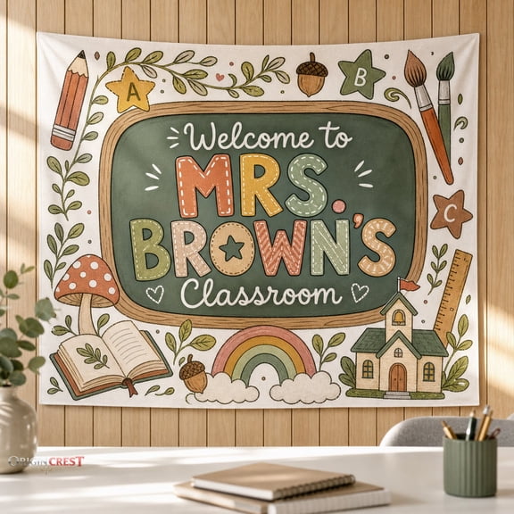 Personalized Teacher Classroom Tapestry Banner - Welcome Back to School Decor