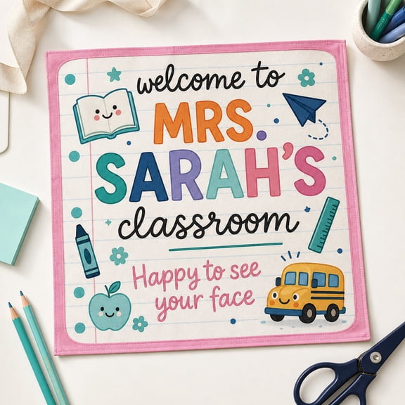 Personalized Teacher Classroom Tapestry - Welcome Back to School Decor