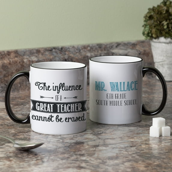 Personalized Teacher Coffee Mug - The Influence Of A Teacher Cannot Be Erased