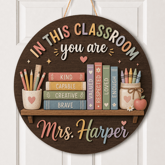 Personalized Teacher Door Hanger In This Classroom Wooden Classroom Door Sign for Teachers