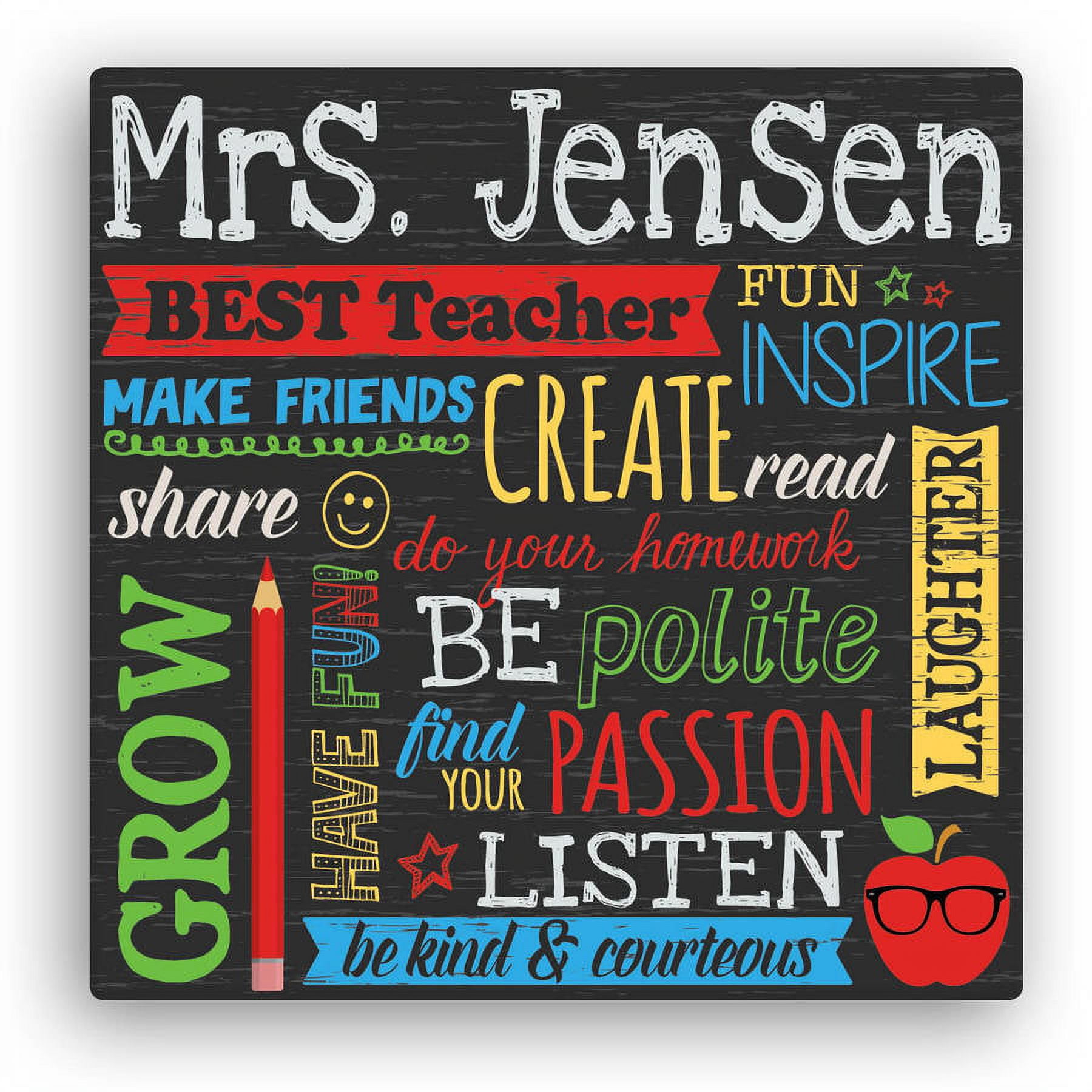 Personalized Teacher Gift - All About Teacher Wall Canvas - 12" x 12" or 16" x 16"