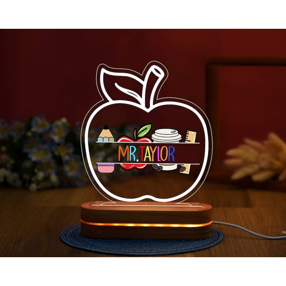 Personalized Teacher LED Night Light, Teacher Appreciation Gift, Custom Name Desk Light, Teacher Desk Decor, Teacher Gift for Educators