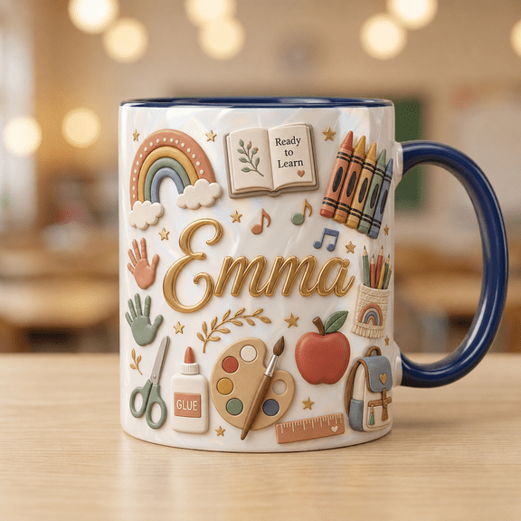 Personalized Teacher Mug Custom Name Boho School Coffee Cup Back to School Gift
