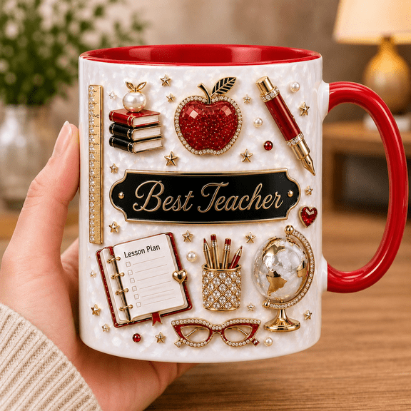 Personalized Teacher Mug Pearl Glam Back to School Coffee Cup Gift for Educators