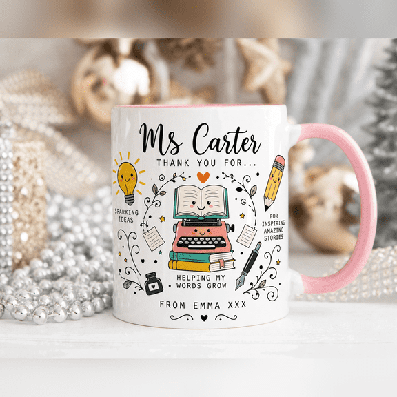 Personalized Teacher Mug Writer Inspiration Ceramic Coffee Cup for Teacher Appreciation Gift