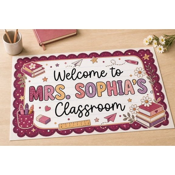 Personalized Teacher Name Tapestry - Welcome to Class Back to School Banner