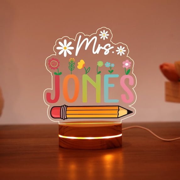 Personalized Teacher Night Light, Custom Teacher Gift, Teacher Desk Decor, Teacher Appreciation Gift, Teacher Classroom Light