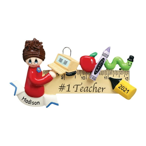 Personalized Teacher Ornament 2024 - Teacher Appreciation Gifts, Christmas Ornaments for Teachers, Teacher Gifts for End of Year - #1 Teacher - Free Customization