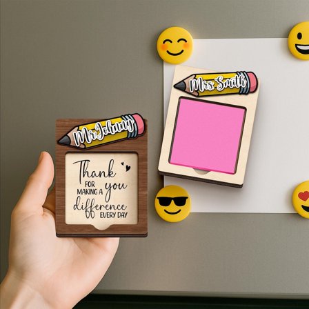 Personalized Teacher Sticky Note Holder, Custom Name Desk Accessory, Practical Teacher Appreciation or Christmas Gift, Classroom Office Note Pad Organizer