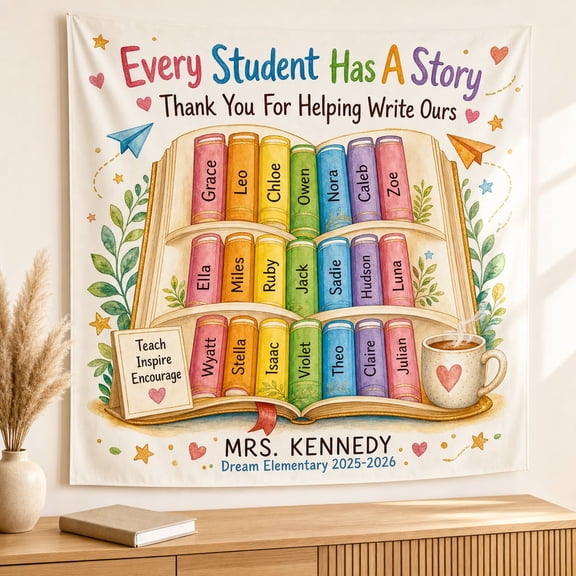 Personalized Teacher Tapestry with Custom Student Names | Classroom Wall Decor