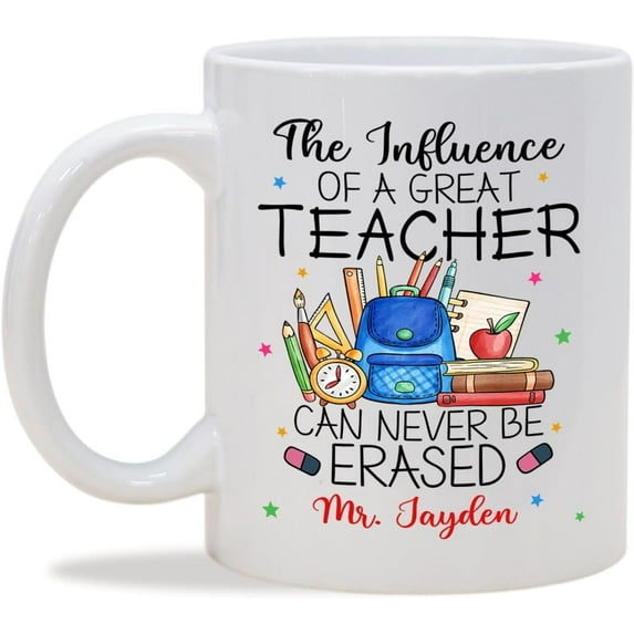 Personalized Teacher White Ceramic Mug Gifts, Thank You For Helping Me Grow Coffee Cup Present For Teacher, Custom Sunflower Teacher Coffee Mug With Name, Unique Teachers Day Gift Teacup 11oz 15oz