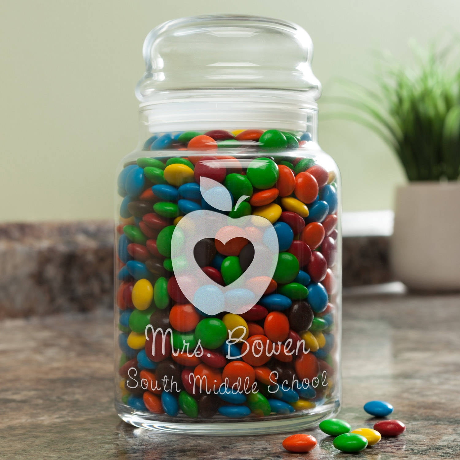 Personalized Teacher's Apple Glass Jar