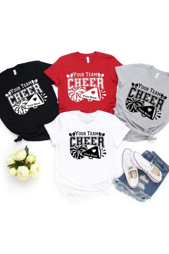 Personalized Team Cheer TShirt Custom Name amp Pom Pom Design