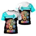 thumbnail image 1 of Personalized Team Name and Name colorful BINGO 3D Shirt, Custom Bingo game Shirts for Team, Men Women unisex T shirt (Teal, L), 1 of 10