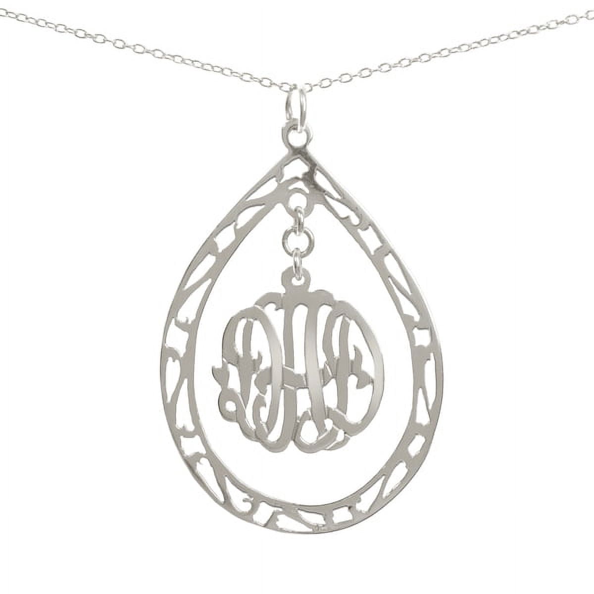 Personalized Teardrop Pendant Monogram Necklace in Sterling Silver or 14K Gold Plated Sterling Silver