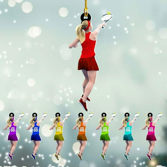 Personalized Tennis Christmas Ornaments Gifts for Tennis Lovers Tennis Player Ornaments Tennis Christmas Ornament (Tennis 2) - 3403 (Red)