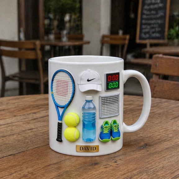 Personalized Tennis Mug, Custom Name Tennis Gift, Tennis Player Coffee Cup, Sports Lover Mug, Gift for Tennis Lover, Athlete Gift Idea