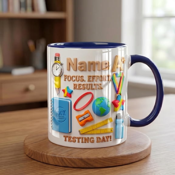 Personalized Test Day Mug, Custom Name School Exam Ceramic Cup