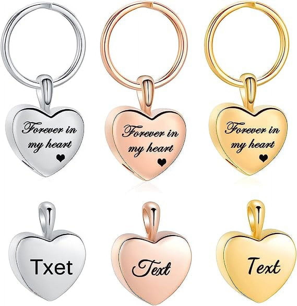 Personalized Text Urn Keychain for Ashes Heart Ashes Keychain Stainless