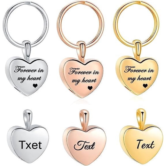 Personalized Text Urn Keychain for Ashes Heart Ashes Keychain Stainless Steel Cremation Keychain Ash Holder