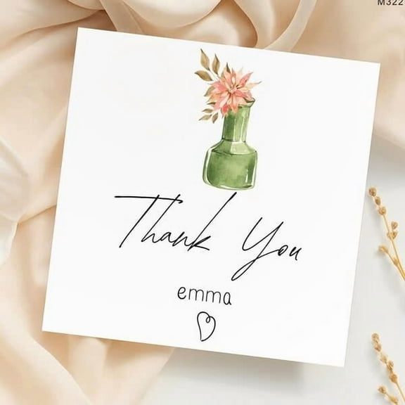 Personalized Thank You Card with Floral Design  Customizable for Any Occasion  Blank Inside  Perfect Gift for Friends, Family, or Gratitude Notes