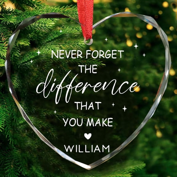 Personalized Thank You Gifts - Never Forget The Difference That You Make Keepsake Heart Ornament - Farewell, Going Away, Goodbye, Retirement Gifts for Women Coworker Boss Manager Friend Men