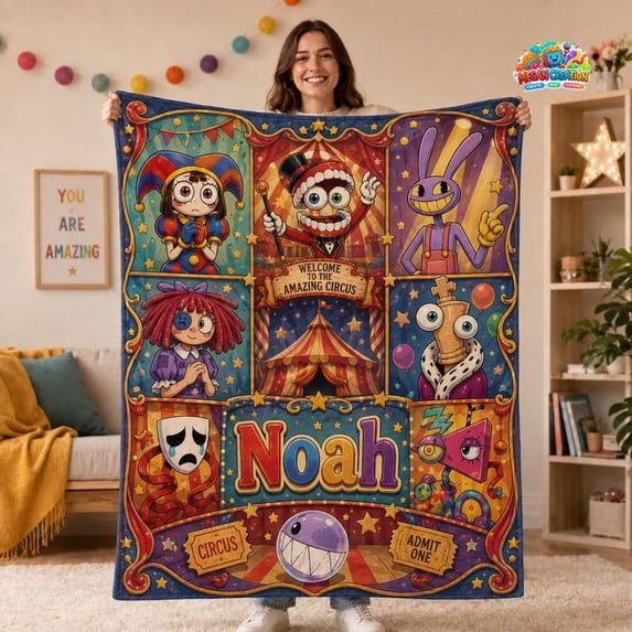Personalized The Amazing Digital Circus Flannel Blanket, Custom Name ...